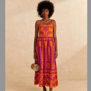 NWT FARM RIO Orange Pineapple Love Cutwork Dress